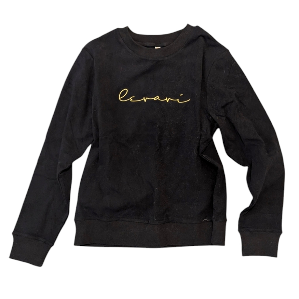Levavi Essential Logo Crewneck Black Sweatshirt Size Medium